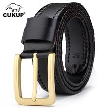 CUKUP Retro Design Brass Pin Buckle Male Casual Style Belt for Men Top Quality Solid Pure Cow Skin Leather Belts Jeans NCK696 2024 - buy cheap