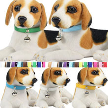 Charming Cute Collar Dog Cat Pet Adjustable Collar Neck With Bell PU Leather Collars Solid Pet Collar 2024 - buy cheap