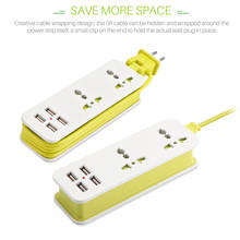 Portable1/2 Outlet Travel Power Strip Adapter Surge Protector 4 Smart USB Ports Desktop Wall Charger Station 5ft Extension Cord 2024 - buy cheap