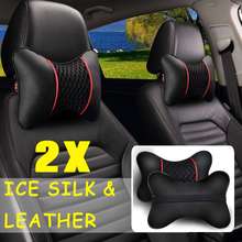 2Pcs PU Leather Knitted Car Pillows Headrest Neck Rest Cushion Support Seat Accessories Auto Black Safety Pillow Universal Decor 2024 - buy cheap