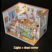 DIY Doll House Furniture Dust Cover Wooden Miniature House Piano Dollhouse 3D Light Toys for Children Birthday Christmas Gifts 2024 - buy cheap