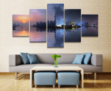 5 Panel Sun-Moon City Art Landscape Canvas Printed Painting For Living Room Wall HD Picture Artworks Poster Wholesale 2024 - buy cheap