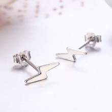 Cute 925 Sterling Silver Lightning Stud Earrings For Women Girls Toddler Kids Percing Jewelry Orecchini Aros Aretes Kolczyki 2024 - buy cheap