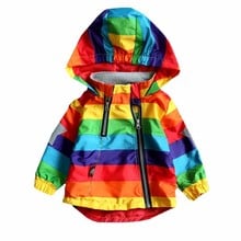 Baby Boy Long Sleeves Spring And Autumn Kids Clothes  Baby Girl Jacket Boy Hooded Coat Sunscreen Clothes Rainbow Stripe Jacket 2024 - buy cheap