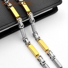 Sunnerleas-collar de acero inoxidable para hombre y mujer, cadena de eslabones geométricos de 5mm, Color plateado, chapado en oro, regalo SC106 N 2024 - compra barato