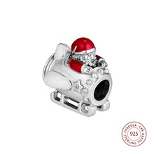 100% Real 925 Sterling Silver Red Enamel Santa in Space Charms Beads Fits Women Bracelets DIY Original Jewelry 2024 - buy cheap