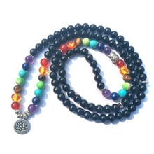 108 Beads Seven Chakra Bracelet or Necklace for Women Men Lotus OM Buddha Pendant Mala Stone Beads Prayer Charm Bracelet 2024 - buy cheap