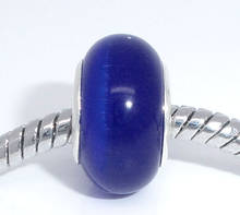 DoreenBeads 10PCs Dark Blue Created Cat's Eye Glass Beads Fit European Charm Bracelets 14x8mm (B04360), yiwu 2024 - buy cheap