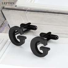 Hot Sale Stainless steel Cufflinks for Mens Black Color Letter G Cuff links Lepton Men French Shirt Cuffs Cufflink Best Gift 2024 - buy cheap