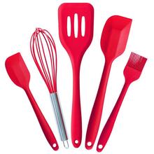 5Pcs Red Silicone Kitchen Utensils Set Cooking Tools Kitchen Spoon Ladle Slotted Turner Clip Heat-resistant Cooking Tool 2024 - buy cheap