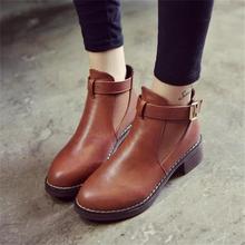 Women Ankle Martin Boots 2019 Autumn Female Casual Shoes Woman Flat Fashion Platform Round Toe Buckle Strap Solid Comfortable 2024 - buy cheap