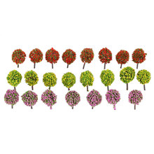 Diorama-Árboles de flores en forma de bola en 3 colores mezclados, 30 Uds., modelo de tren, diseño de jardín, paisaje, árboles en miniatura 2024 - compra barato