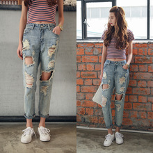 Plus Size Distressed  Boyfriend Jeans For Women High Waist Destroyed Hole Ripped Jeans Baggy Jeans Woman Broken Harem Denim Pant 2024 - buy cheap