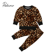 2019 Brand New 1-6Y Toddler Kids Baby Girls 2PCS Leopard Clothes Long Sleeve Pullover Sweatshirt Tops+Long Pants Casual Fashion 2024 - buy cheap