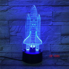 Nave espacial 3d pequena noite luz 7 cores aeronaves criativas 3d visual mesa 3d luminárias led usb crianças lâmpada dropshipping AW-686 2024 - compre barato