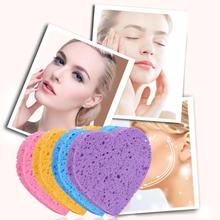 1pc Face Wash Cleansing Sponge Heart Shaped Wood Pulp Cotton Face Wash Cleansing Sponge Soft Cosmetic Puff 2024 - buy cheap