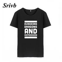 Srivb 2018 Dungeons Dragons Летняя женская футболка с коротким рукавом Tumblr хипстерская Хлопковая женская футболка в стиле хип-хоп Femme забавная Свободная Женская футболка 2024 - купить недорого