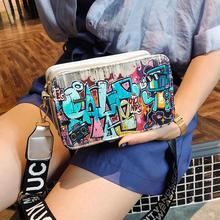 Street Graffiti Women Girls PU Leather Messenger Bags Zipper Casual Shoulder Bag Fashion Version Women Messenger Shopping Bag 2024 - buy cheap