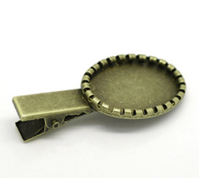 DoreenBeads Antique Bronze Cabochon definir Clipes Grampos de Cabelo 4.6x2.1cm(Fit 24.5x17mm), vendidos por pacote de 20 (B17009), yiwu 2024 - compre barato