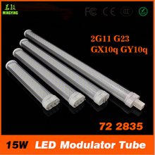 Tubo modulador de luz LED, lámpara blanca/RGB 2G11 G23 GX10q GY10q AC 85-410 V, blanco leche/transparente SMD2835 72 led/PC, 265mm, 15W 2024 - compra barato