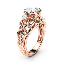 Женское кольцо с кристаллом розового золота, модное кольцо для свадебной вечеринки 2024 - купить недорого