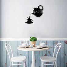 Creative Diy Acrylic Coffee Cup Teapot 3D Wall Clock Decorative Kitchen Wall Clocks Living Room Dining Room Home Decor Clock 2024 - buy cheap