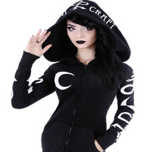 2018 Women Hoodies Clothes Gothic Punk Moon Letters Printed Sweatshirts Winter Autumn Long Sleeve Jacket Zipper Coat 2024 - buy cheap