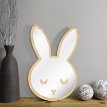 Bunny Sleepy Eyes Makeup Mirror Cute Animal Sleeping Rabbit Wood & Acrylic Safety Wall Mirror Nursery Wall Decor For Kids 2024 - buy cheap