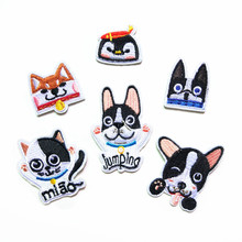 PGY Cartoon Wolf Dog Iron On Embroidered Clothes Cute Pet Deadpool Patches For Clothing Stickers Garment Apparel Accessories 2024 - buy cheap