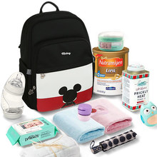 Disney bolsa de couro sintético para bebês, sacola de fraldas das das com usb, mochila para mamães, mochila grande para fraldas 2024 - compre barato