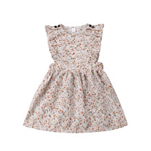 Vestido infantil de verão para meninas, vestido floral de princesa com babado e tutu para bebês recém-nascidos, roupas de algodão para meninas, gola em o 2024 - compre barato