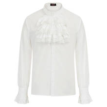 Мужская блузка в стиле ретро, Готический стимпанк, свадебные вечерние Клубные костюмы, средневековая рубашка с длинным рукавом и воротником-стойкой 2024 - купить недорого