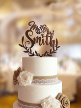 Corona de madera con nombre personalizado, adorno para tarta de boda, hoja rústica personalizada, para decoración del banquete de boda 2024 - compra barato