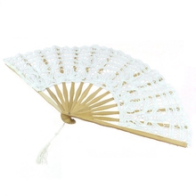 Handmade Cotton Lace Folding Hand Fan for Party Bridal Wedding Decoration ( White) 2024 - buy cheap