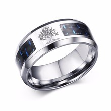 Anel de fibra de carbono masculino 8mm, anel gravado para homens, árvore da vida, anel de aço inoxidável, joias de pulseira de casamento 8mm 2024 - compre barato