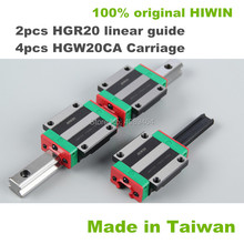 2 pcs linear guide rail 100% Original HIWIN HGR20 - 650 700 750 800 850 900 1000 1050 mm with 4pcs linear carriage HGW20CA 2024 - buy cheap