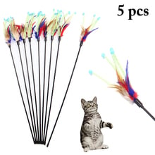 Cat Interactive Toys 5pcs Cat Teaser Wand Toy Stick Feather Interactive Play Funny Kitten Pet Training Supplies For Kitten Cats 2024 - buy cheap