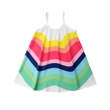 Focusnorm New Fashion Toddler Baby Girl Dress Summer Clothes Dress Rainbow Dress Party Beach Sling Sleeveless Dress AU 2024 - buy cheap