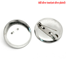 50PCs Silver Color Round Cabochon Setting Brooches 29mm Dia.(Fit 28mm Dia.)  (B18410) 2024 - buy cheap