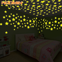 100 шт 3D звезды флуоресцентные светящиеся настенные наклейки светится в темноте Декоративные наклейки для дома детской комнаты декор Светящиеся Настенные наклейки 2024 - купить недорого