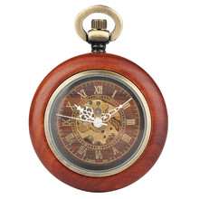 Pocket Watch Automatic Hand Wind Exquisite Wooden Case Pocket Watch Luxury Transparent For Men Women gift for pocket watch 2024 - buy cheap