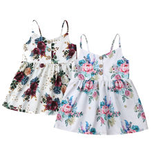 От 0 до 3 лет милое летнее платье для маленьких девочек платье трапециевидной формы до колена без рукавов с цветочным принтом 2024 - купить недорого