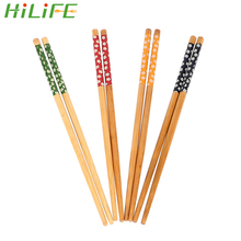HILIFE-palillo de comida para Sushi, utensilios de cocina de 24cm, palillos chinos de carbonización reutilizables, 1 par de palillos de madera de bambú Natural 2024 - compra barato