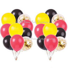 Balões de aniversário com confete, preto e amarelo, decoração de casamento, balões para festa de aniversário, 1 ° aniversário 2024 - compre barato
