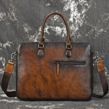 Мужской портфель, сумки для ноутбука 14 дюймов, мужская сумка-тоут, деловая сумка, винтажный комплект из 2 предметов, сумки, высокое качество, натуральная кожа, сумки на плечо 2024 - купить недорого