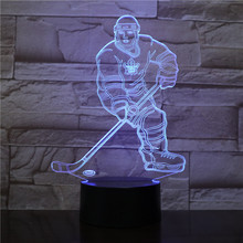 Sensor 3d night light led interruptor de toque remoto jogador hóquei colorido usb acrílico 3d lâmpada esportes lâmpada mesa decoração 2363 2024 - compre barato