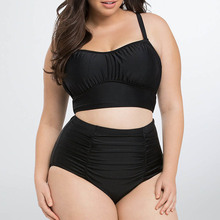 Conjunto de biquíni plus size feminino, 7 cores, roupa de banho adulto para mulheres, maiô de cintura alta, tamanho grande 3xg, 2018 2024 - compre barato