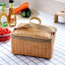 New Portable Imitation Rattan Plaited Lunch Bag Insulated Thermal Cooler Lunch Box Outdoors Picnic Container Bag Tote 2024 - buy cheap