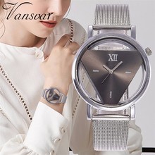 Drop Shipping Women Silver Triangle Quartz Watch Casual Luxury Stainless Steel Transparent Hollow Watches Clock Relogio Feminino 2024 - buy cheap