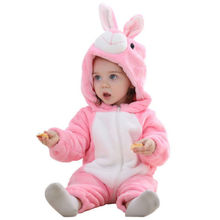 Lovely Kids Baby Boys Girls Bunny Flannel Zipper Hooded Romper Jumpsuit Outfits Easter Costume 0-3 Y 2024 - buy cheap
